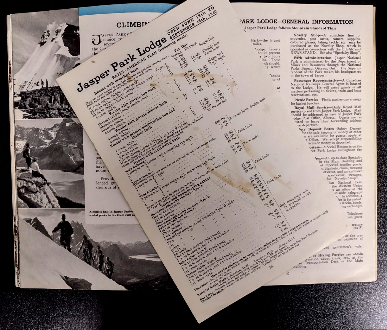 Vintage Jasper National Park in The Canadian Rockies Travel Guide dated 1938