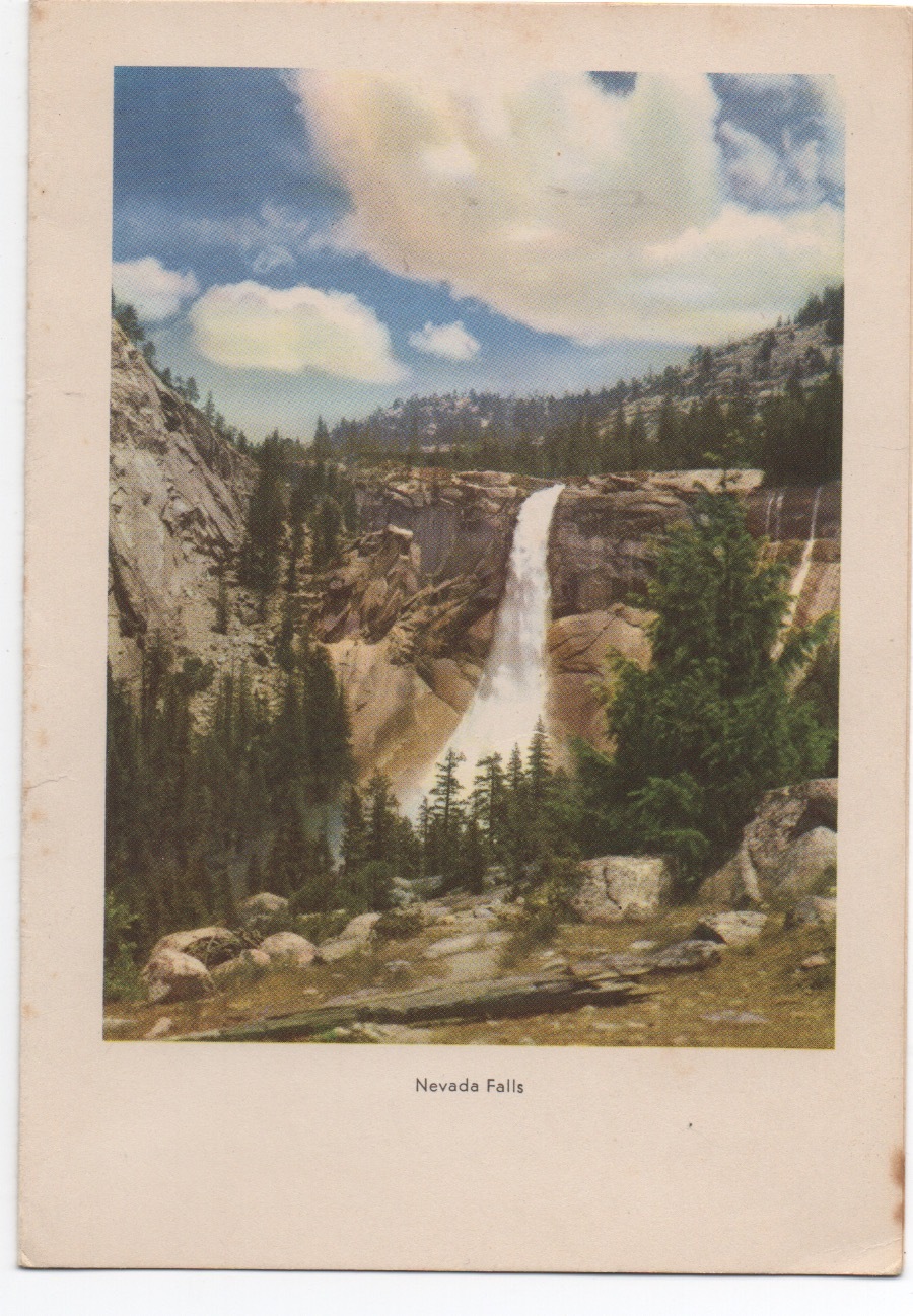1951 Dinner Menu from Camp Curry Yosemite showing Nevada Falls