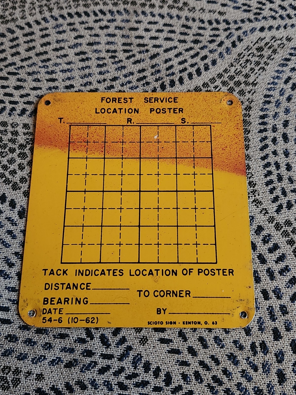 Vintage Forest Service Survey Location Metal Poster Sign Scioto Sign Kenton Ohio