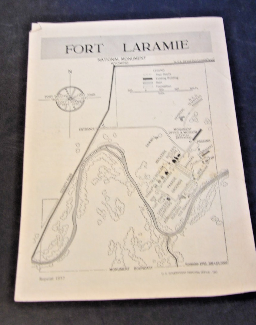 Vintage 1957 Fort Laramie National Monument Brochure Pamphlet Map Guide Info WY