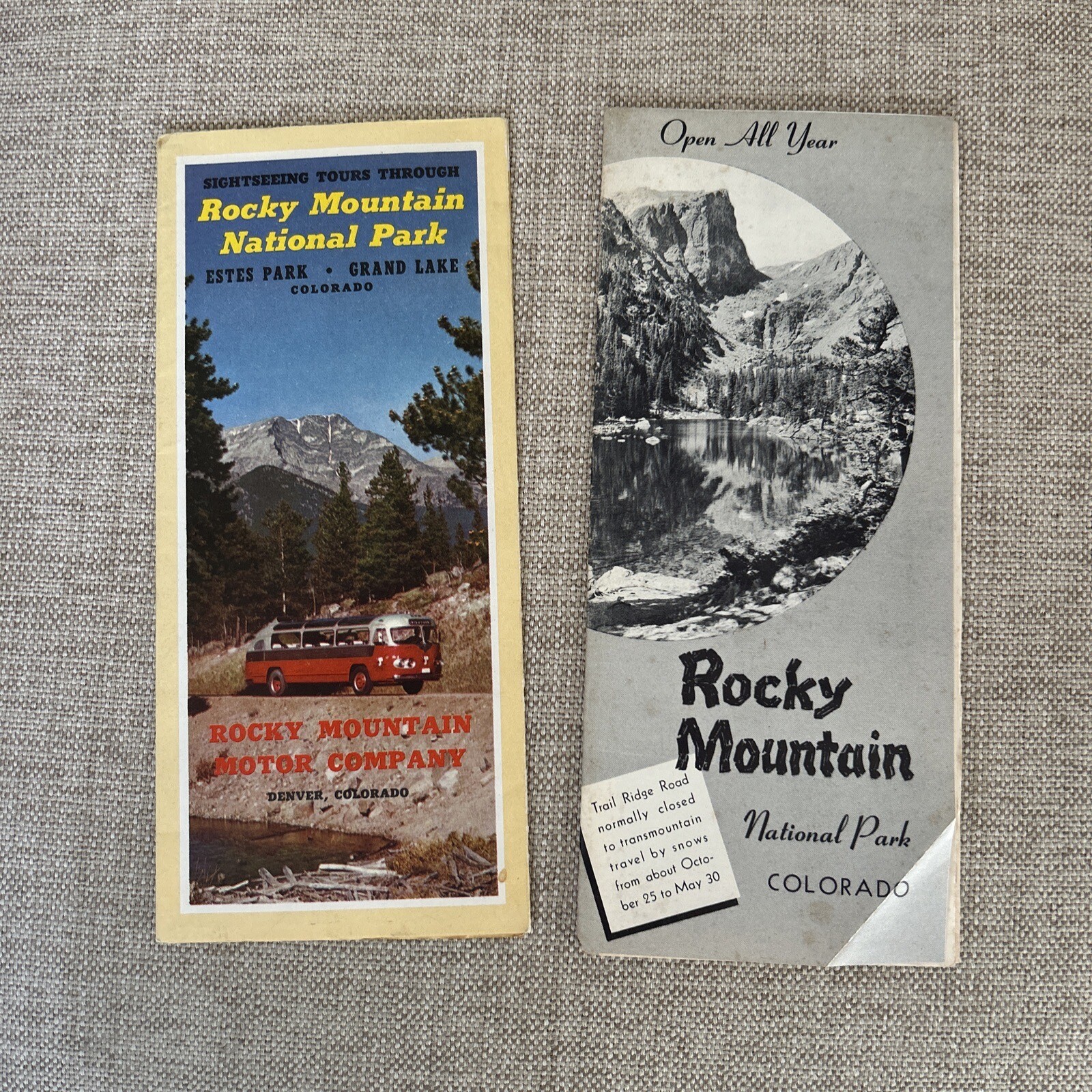 Vintage 1952 Rocky Mountain National Pk CO Map Brochure, Rocky Mountain Ntl Pk