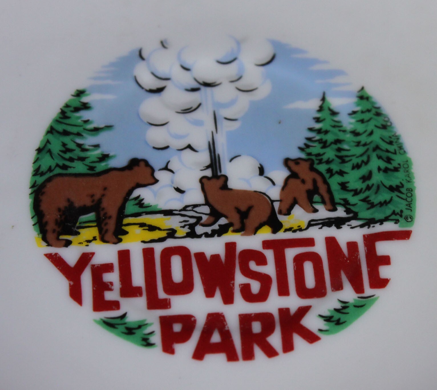 Vtg Yellowstone Park Cup Saucer Set Lot 2 Souvenir Jacob Karol Retro MCM 60s 70s