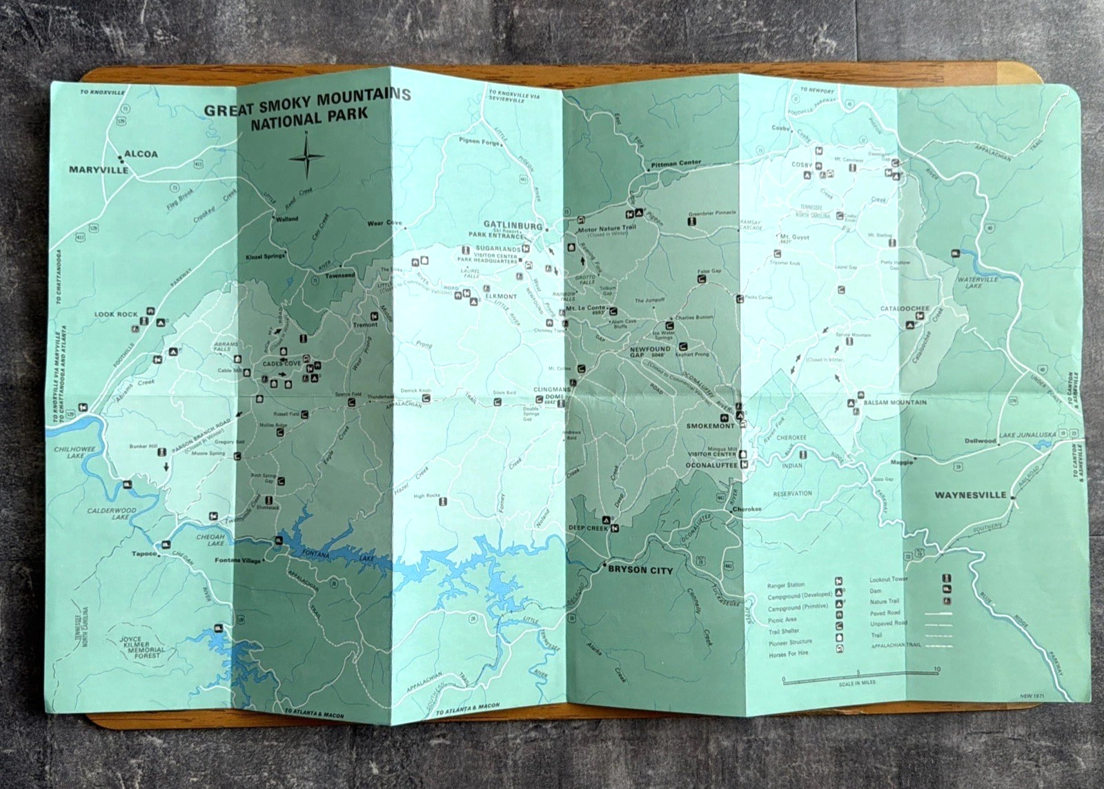 1971 Dept. of the Interior GREAT SMOKY MOUNTAINS NATIONAL PARK Map / Brochure