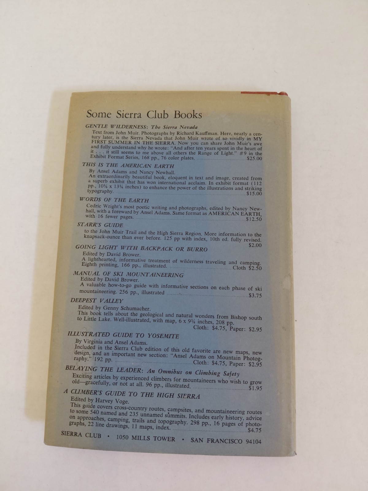 JOHN MUIR’S STUDIES IN THE SIERRA 2ND PRINTING 1968 HC/DJ