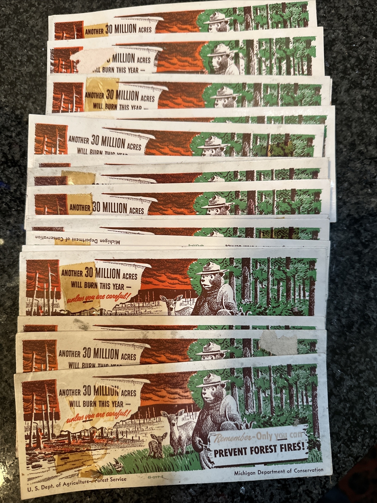 Smokey The Bear Bookmark Ruler 1949 Mini Sign National Park Icon EIGHTEEN Pieces