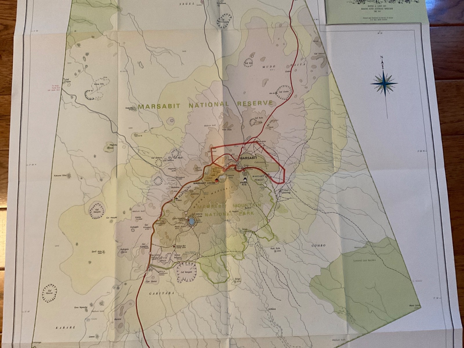 Map of Marsabit National Park and Reserve, Copyright 1979 Kenya Government