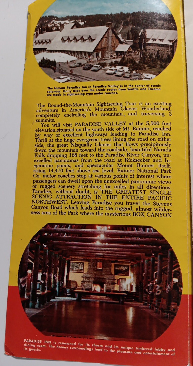 Vintage MOUNT RAINIER National Park – GLACIER WONDERLAND Brochure. A63