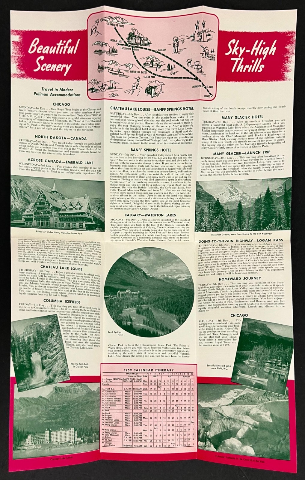 1959 American Express Royal Tours Glacier Park Canadian Rockies Travel Brochure