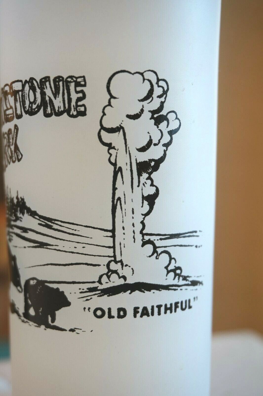 Vintage Federal1967 Yellowstone Park Frosted Highball Bar Glass 7″
