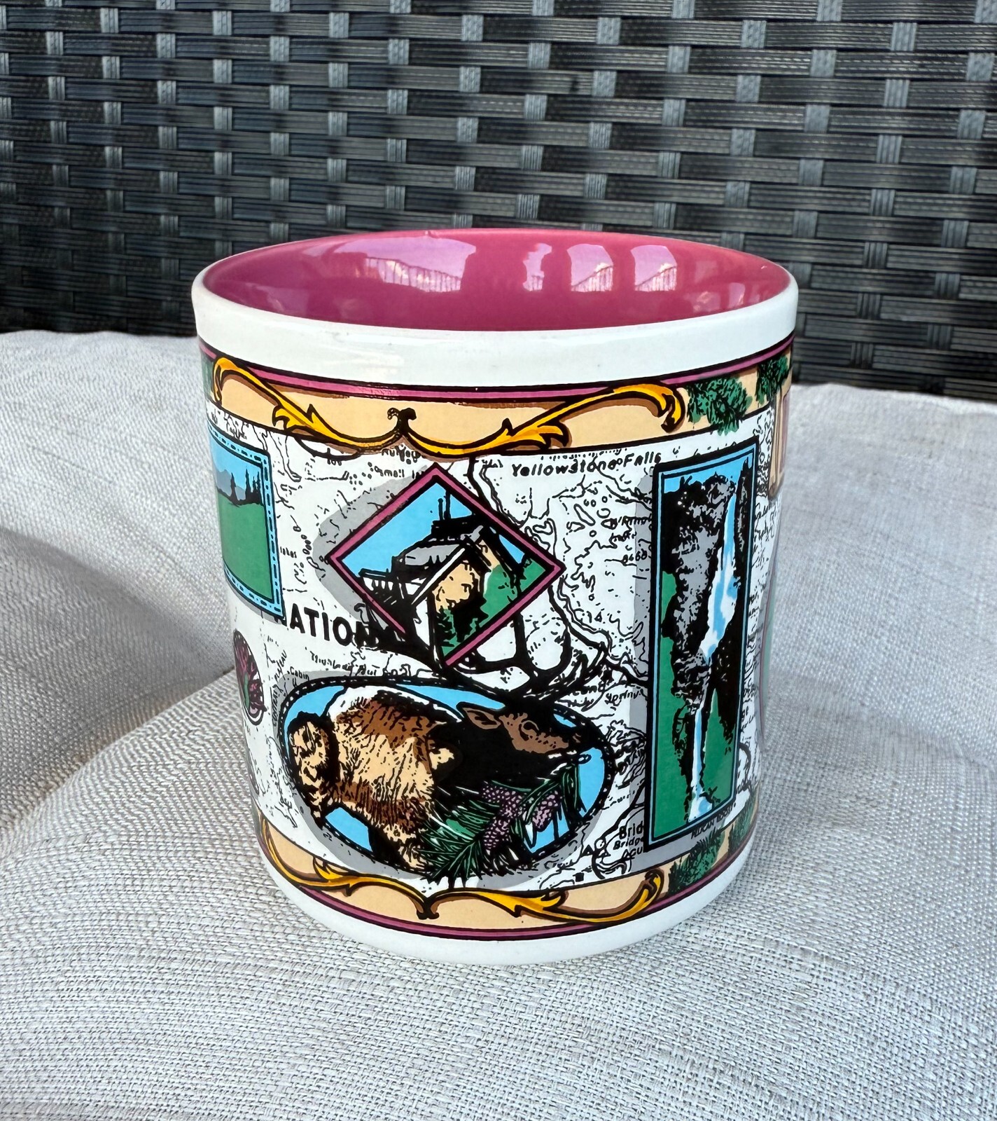 Yellowstone National Park 10oz Coffee Mug 1992 grizzly bear water fall nature