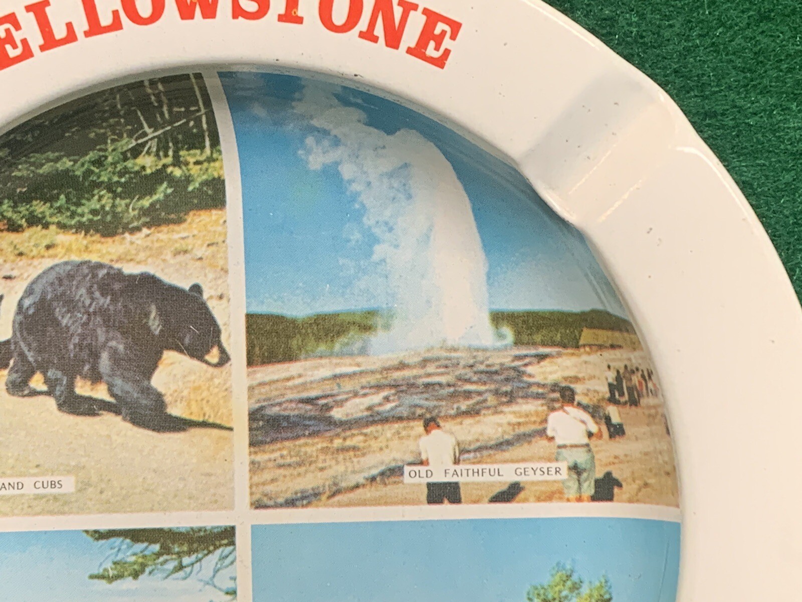 Vintage 5 1/2” Metal Tin Yellowstone National Park Souvenir Ashtray Hong Kong