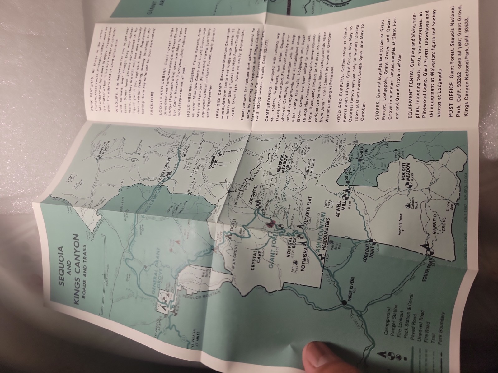 Vintage Sequoia and Kings Canyon National Park 1968 Brochure