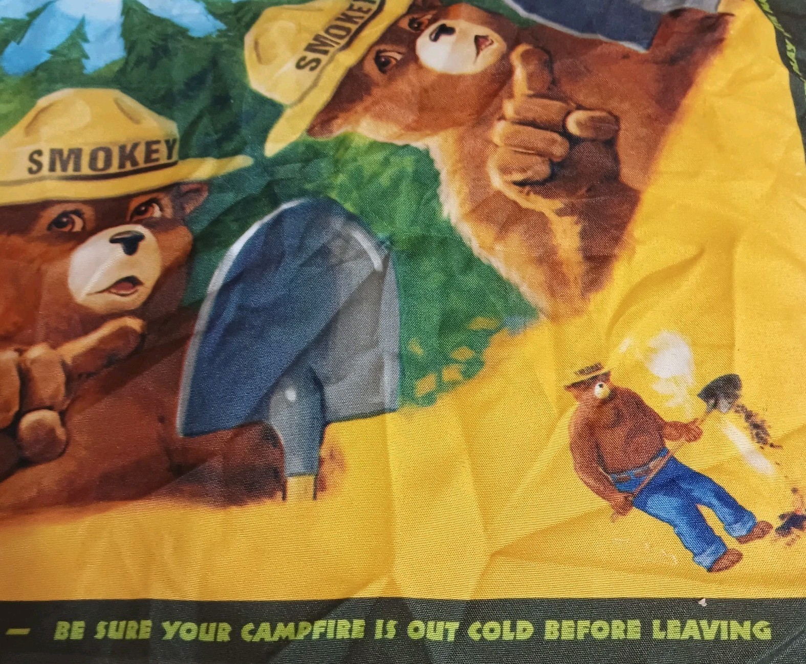 Vintage Smokey The Bear Hankerchief Scarf 20″ Only You Can Prevent Forest Fires