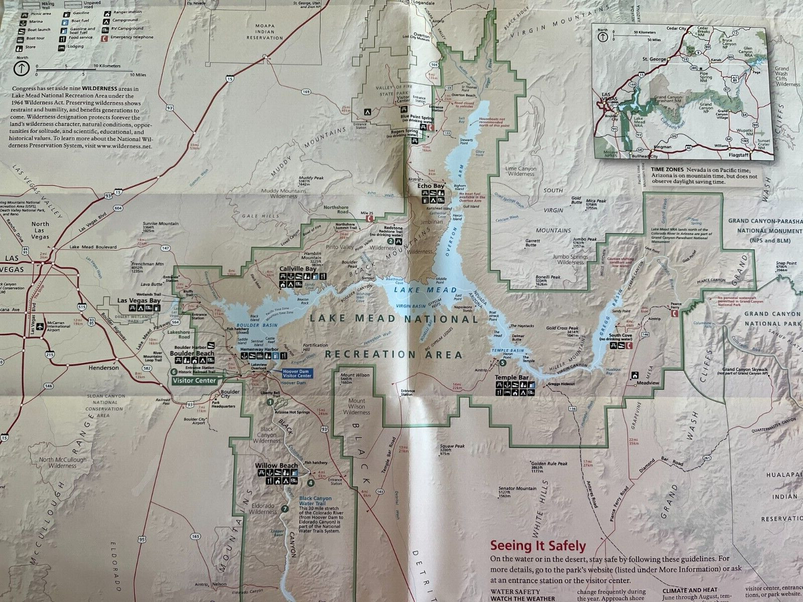New LAKE MEAD NRA NATIONAL PARK SERVICE UNIGRID BROCHURE/MAP Out of Print
