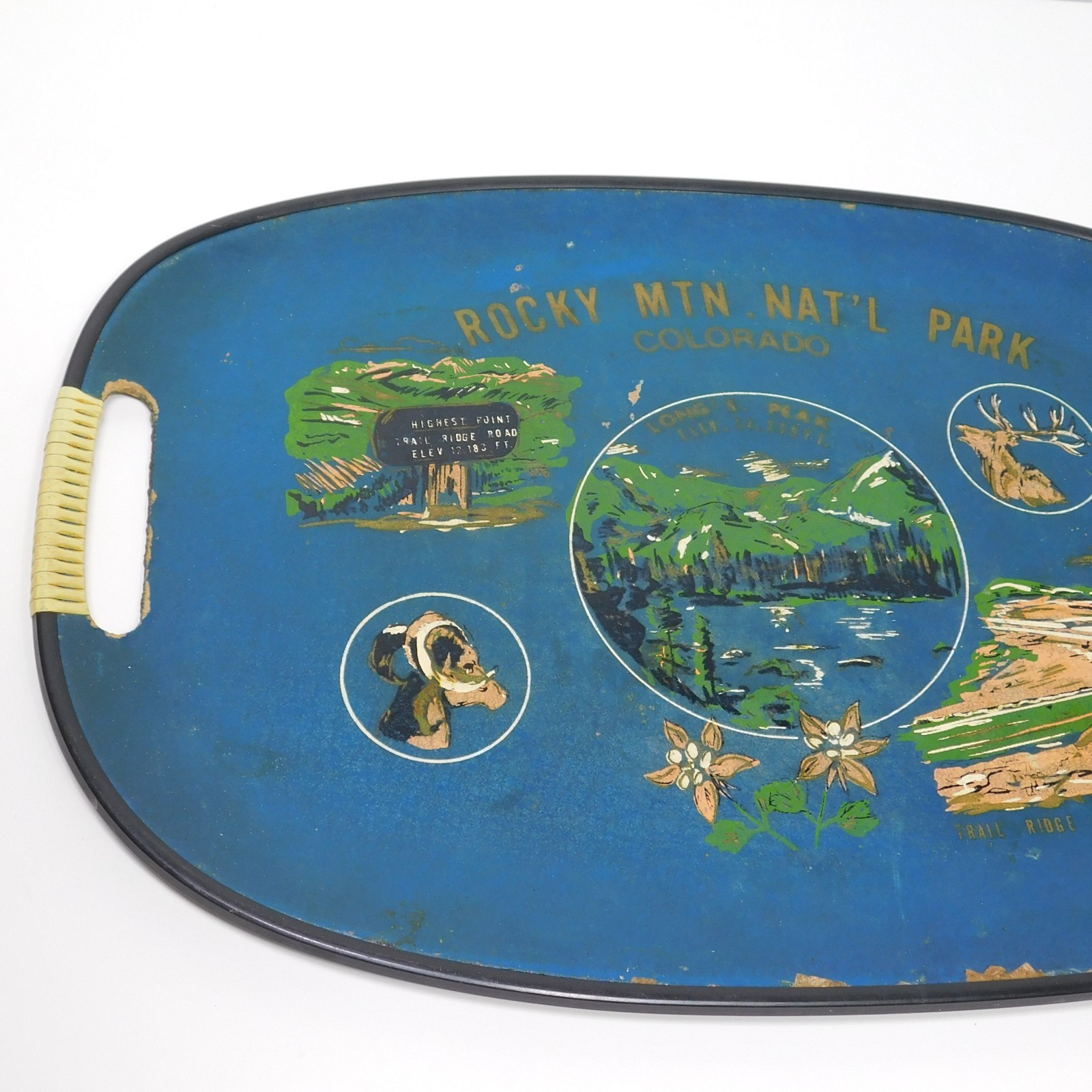 Vintage 1950s Rocky Mountains National Park Tourist Souvenir Serving Tray Japan