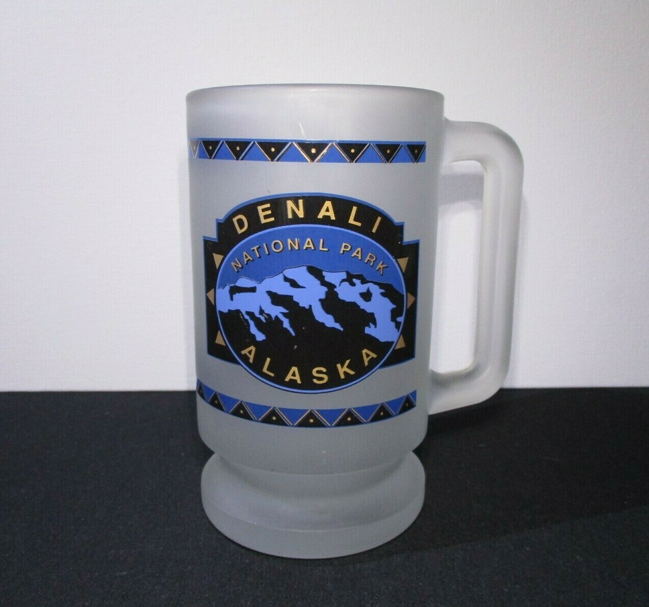 Denali National Park Alaska Heavy Beer Mug (frosted) souvenir, Glass beer stein
