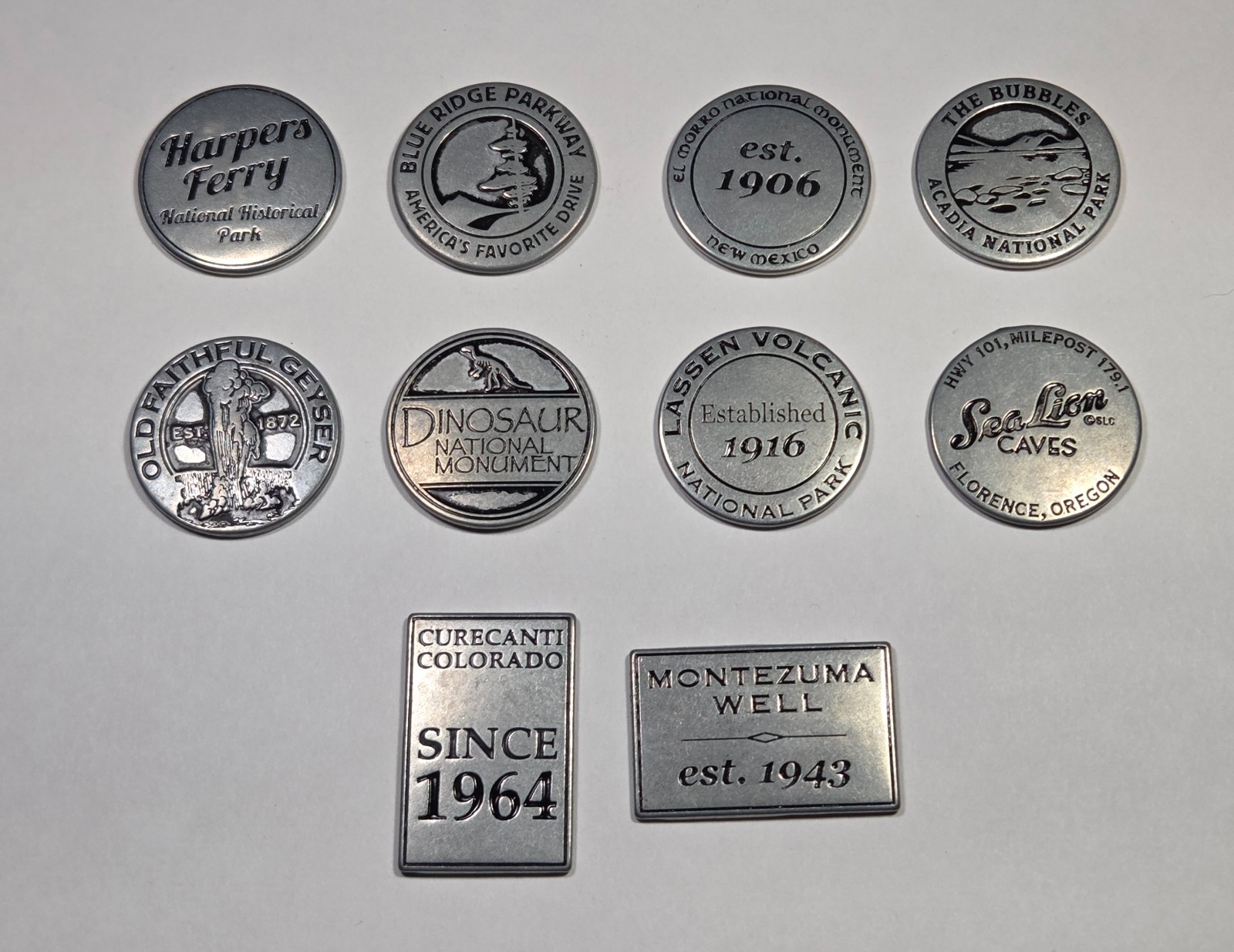 Lot of 10 National Park Tokens National Park Service Collectibles