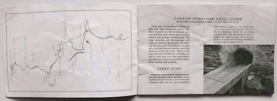 ZION NATIONAL PARK, Utah – Canyon Overlook – 1980 Trail Guide Booklet