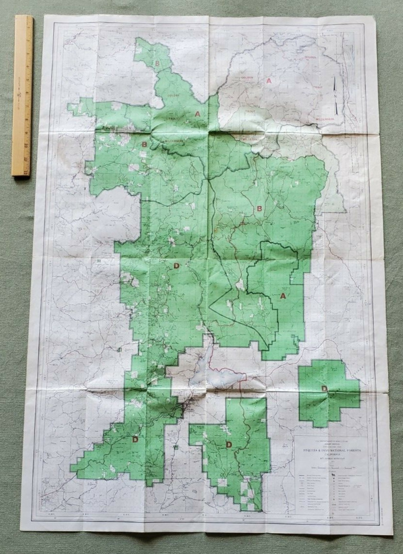 Vintage 1978 Sequoia National Forest Map – Forest Service Dept of Agriculture