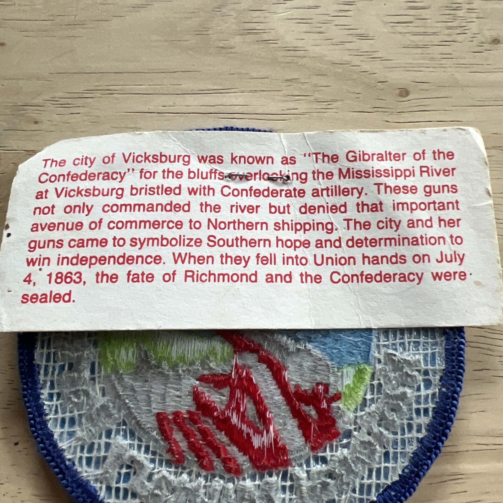 vintage Vicksburg national military park patch in Eastern National