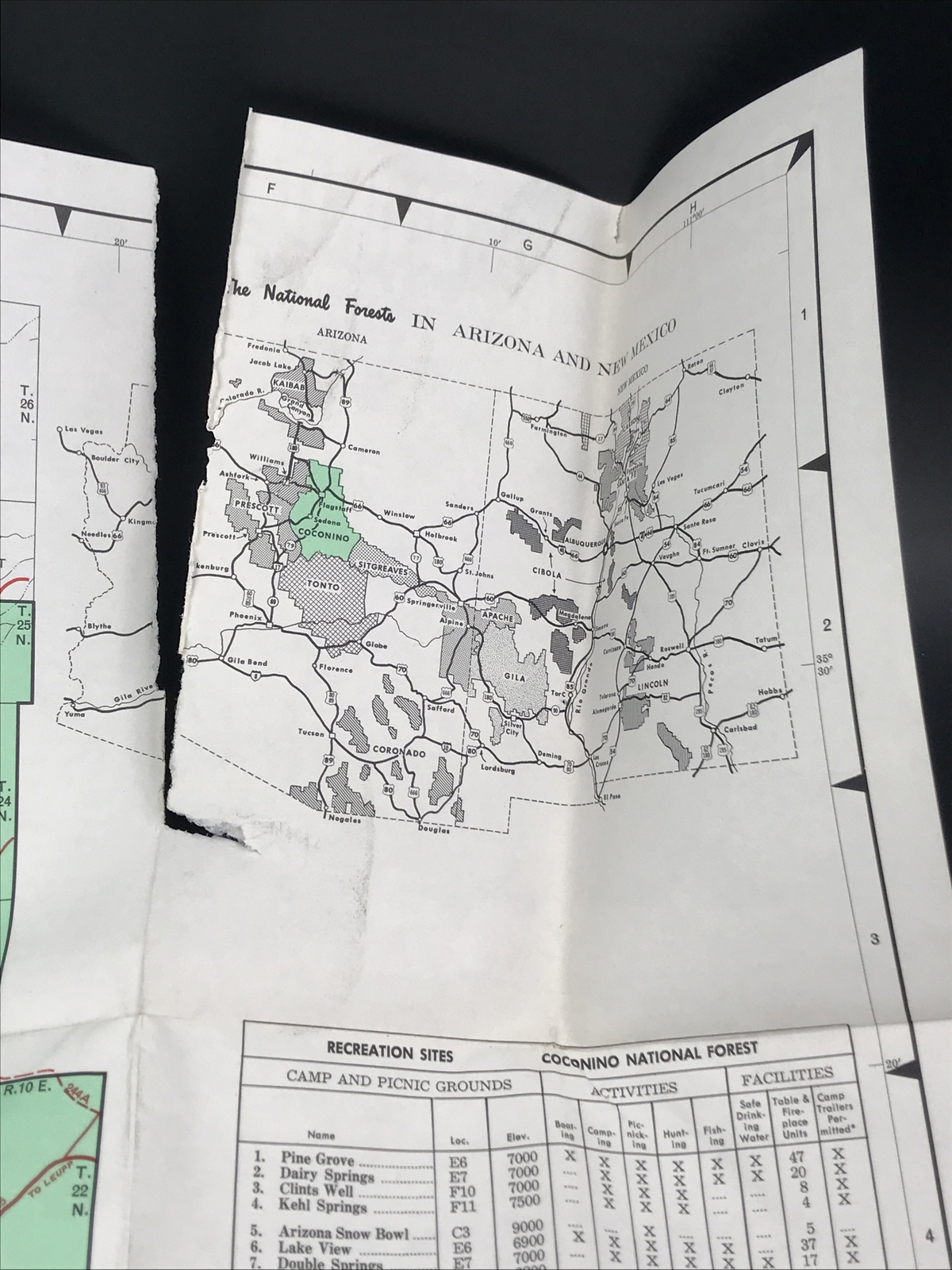 VTG 1968 Coconino National Forest Arizona Map US Dept of Agriculture
