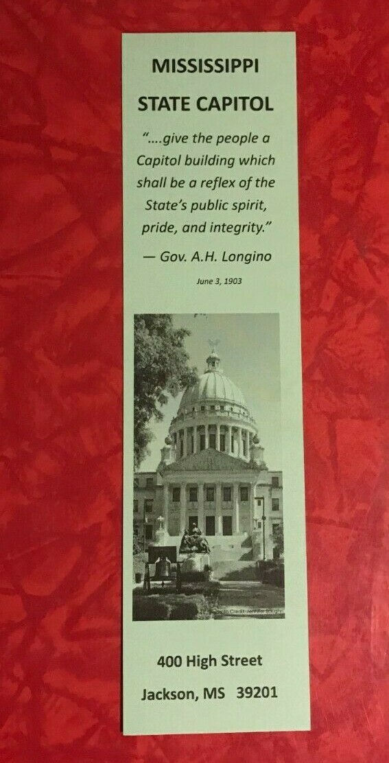 MISSISSIPPI STATE CAPITOL BROCHURE + STATE CAPITOL BOOKMARK 2012