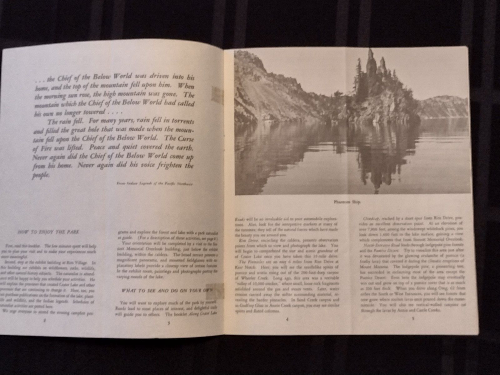 Vintage Crater Lake Oregon National Park Booklet / Map, 1919-1966 NPS Stamped
