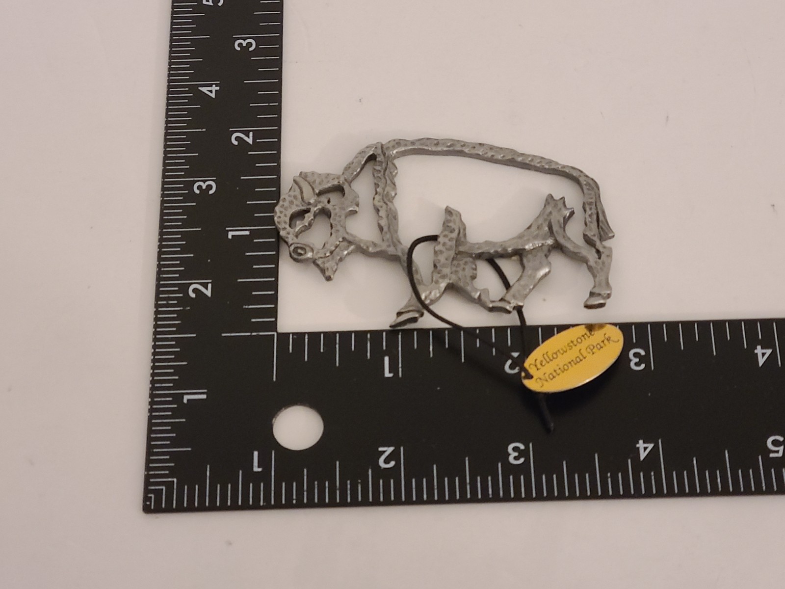 pewter silver-tone Buffalo XMAS ornament Yellowstone National Park souvenir