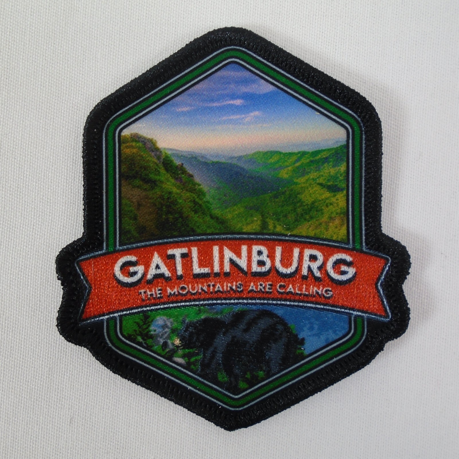 Gatlinburg TN. Great Smoky Mountains Forest & Black Bear Iron on Patch