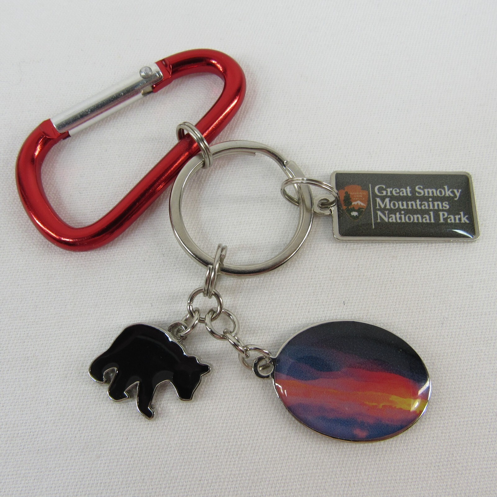 GSMP Souvenir Keychain Great Smoky Mountains National Park Black Bear Charms Red