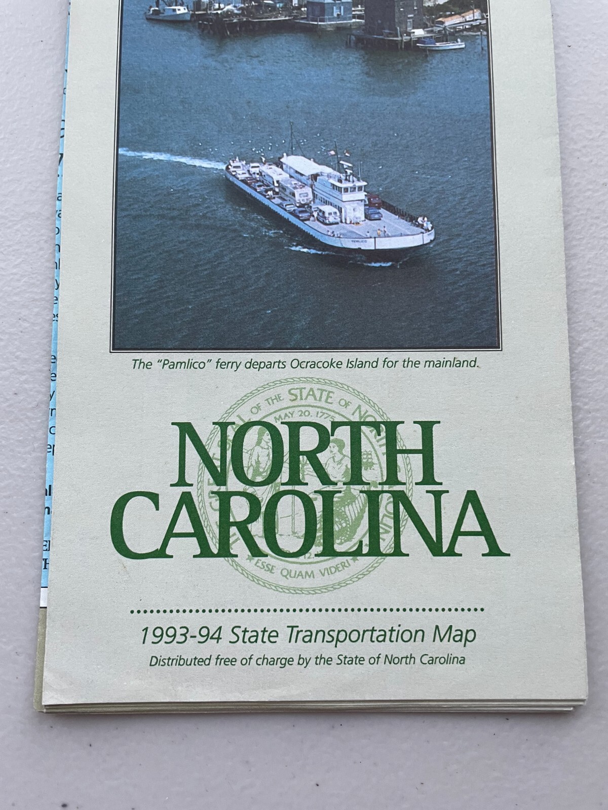 North Carolina 1993-94 State Transportation Map Vintage