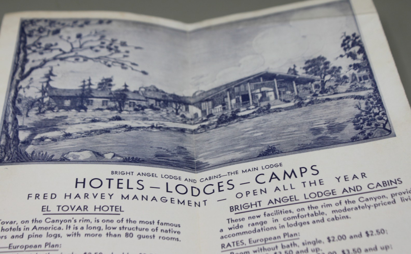 Grand Canyon National Park Travel Brochure EL Tovar Hotel