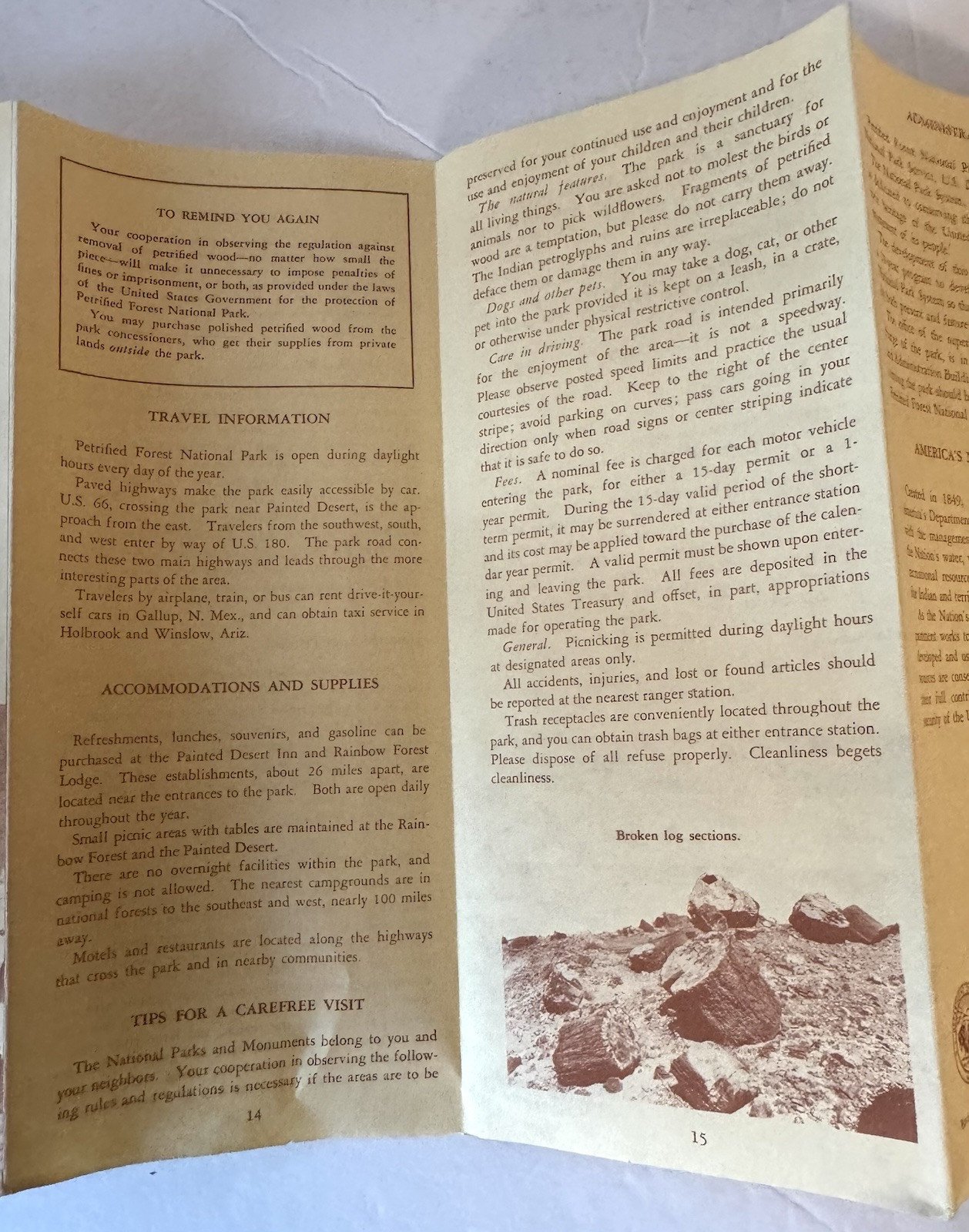 Vintage 1963 The Petrified Forrest National Park Arizona Travel Brochure