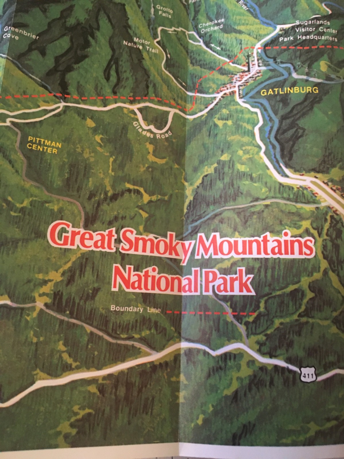 1980 Pictorial Map Great Smoky Mountains National Park NC TN