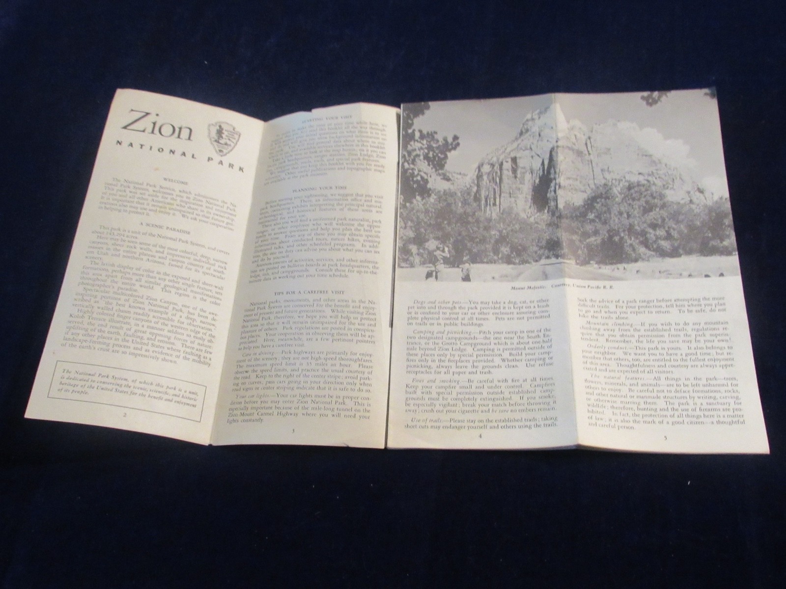 Vtg 1963 & 73 Zion National Park Travel Brochure Lot of 2 US Dept Interior C773