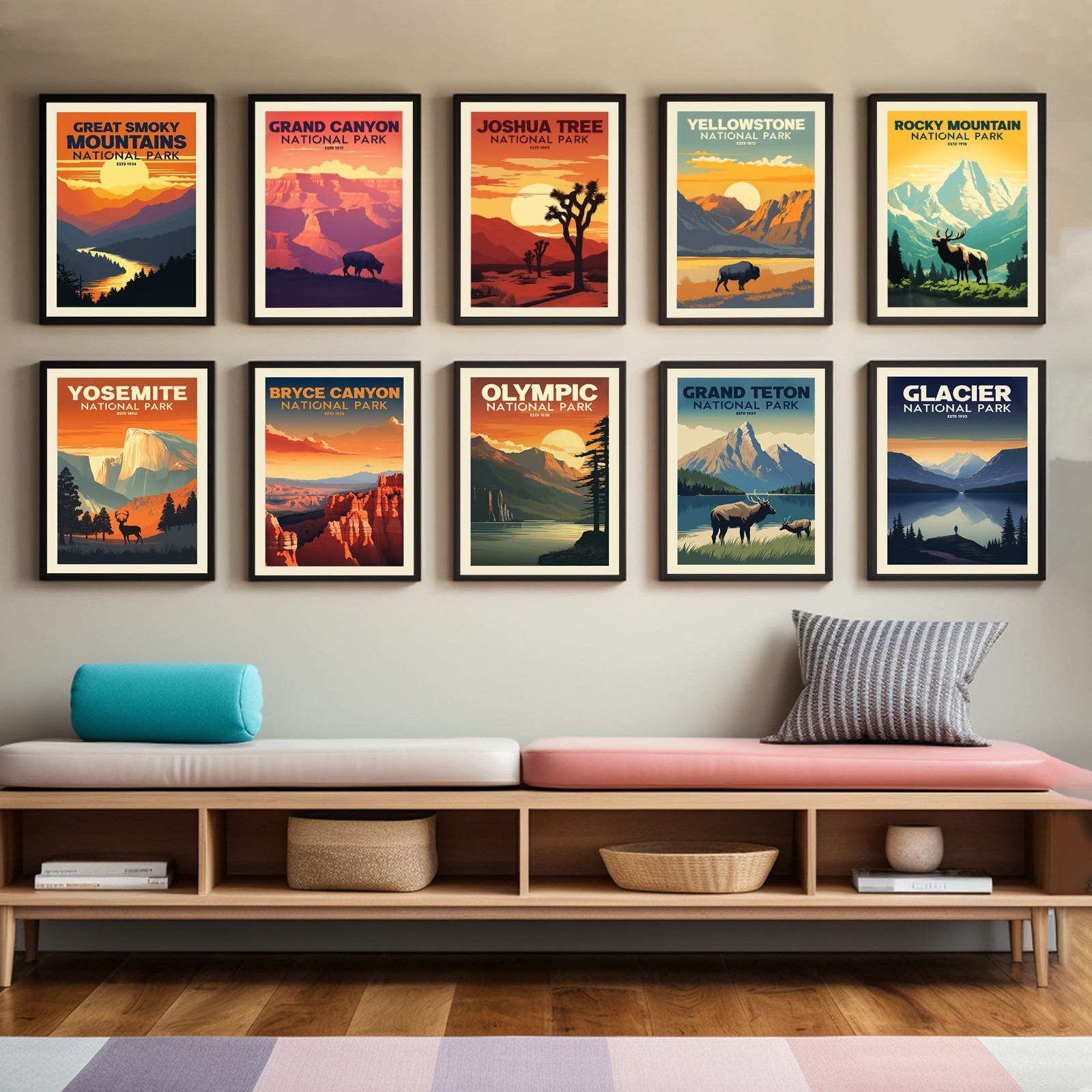 Vintage National Park Posters Set of 12 – 11×14 Unframed Nature Wall Art Prints