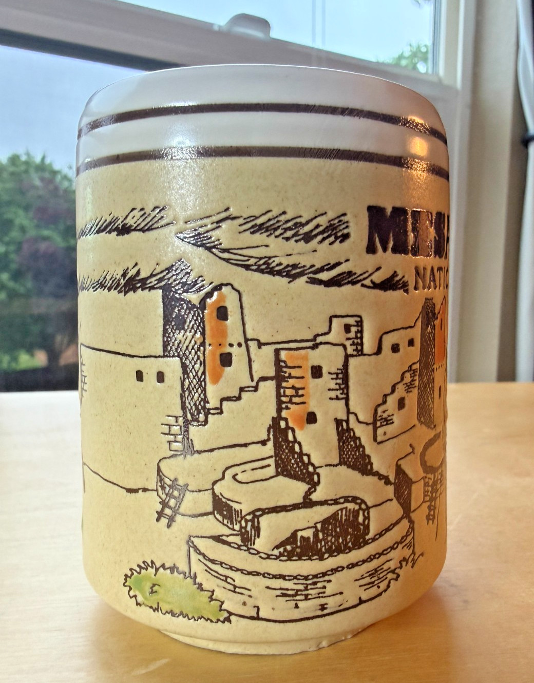 Vintage Embossed Cup MESA VERDE National Park Coffee Mug Painted Southwest