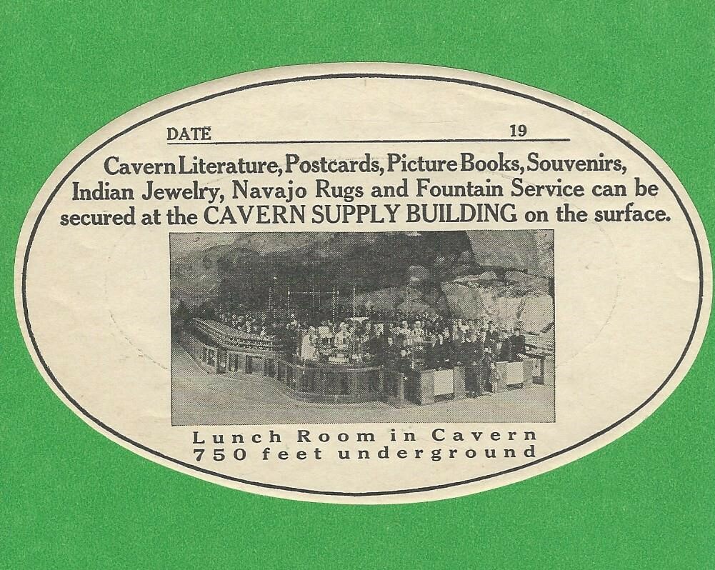 VINTAGE ORIGINAL 1930 “CARLSBAD CAVERNS” NAT. PARK TRAVEL DECAL ART CARLSBAD NM