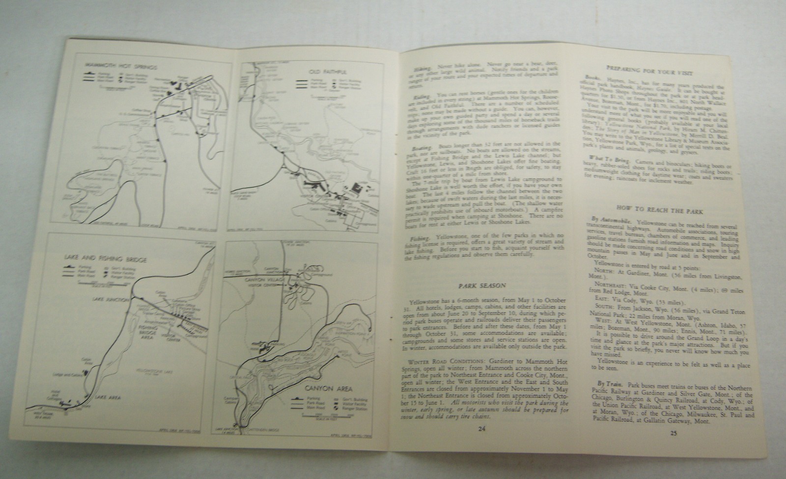 Rare 1957 Yellowstone National Park Road Map Guide Booklet Brochure 32 pgs 9×4″