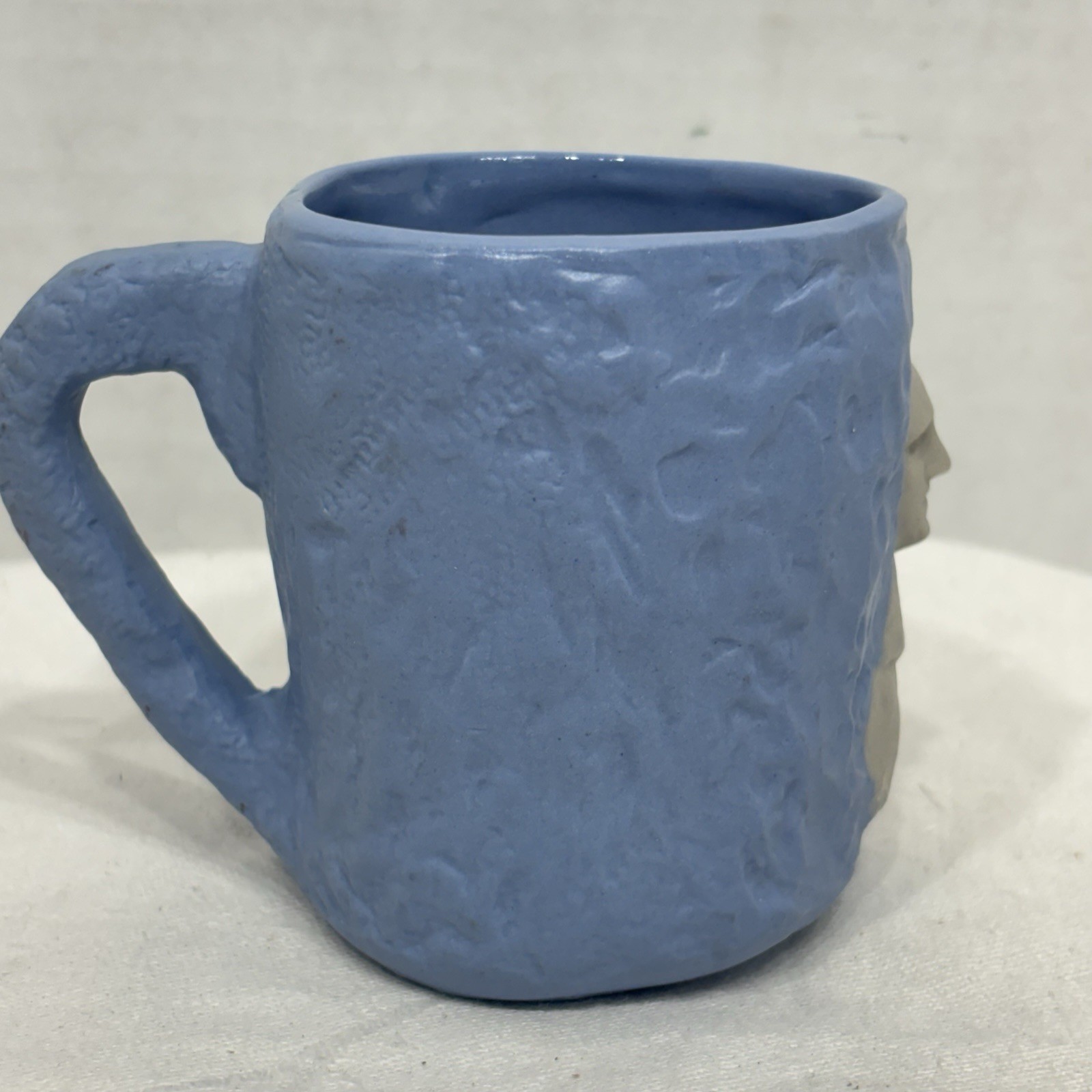 Vintage Mt. Rushmore 3-D Ceramic Pottery O.D. ’68 (Opal D.) Blue Mug 3.5″
