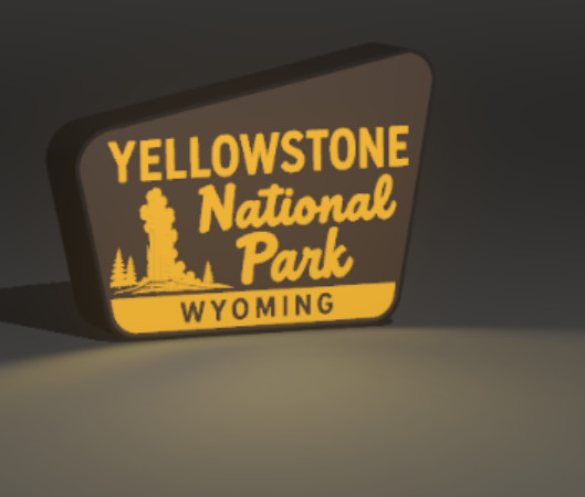 Yellowstone National Park Wyoming Sign 3D Printed LED Sign Decor