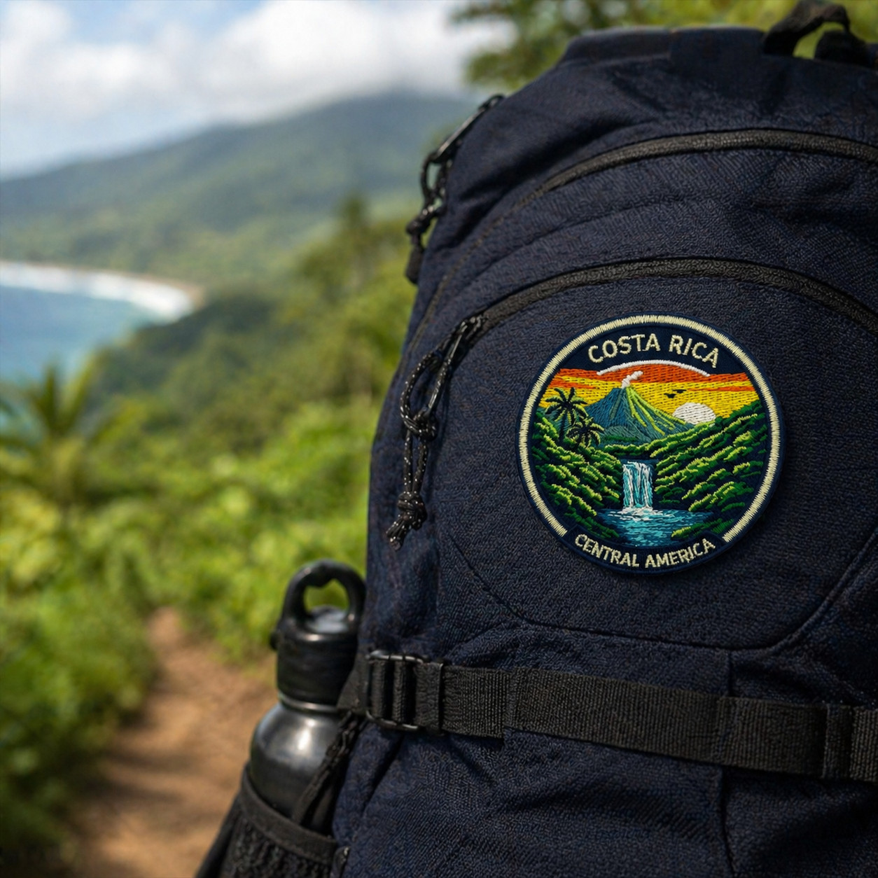 Costa Rica Patch 3 Inch Iron On Embroidered Volcano Waterfall Travel Souvenir