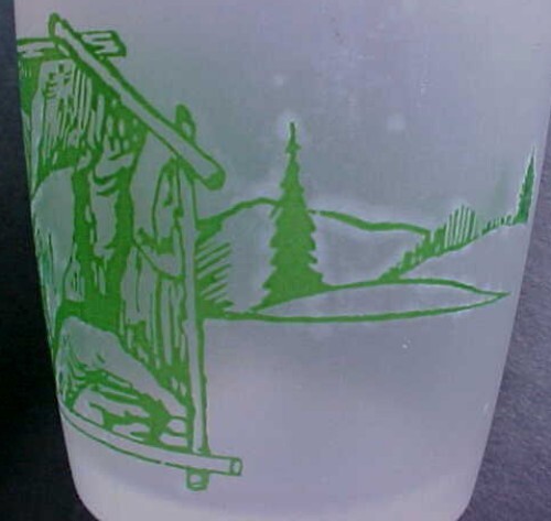 Vintage Yellowstone National Park & Wyoming Old Faithful Tetons Frosted Glass