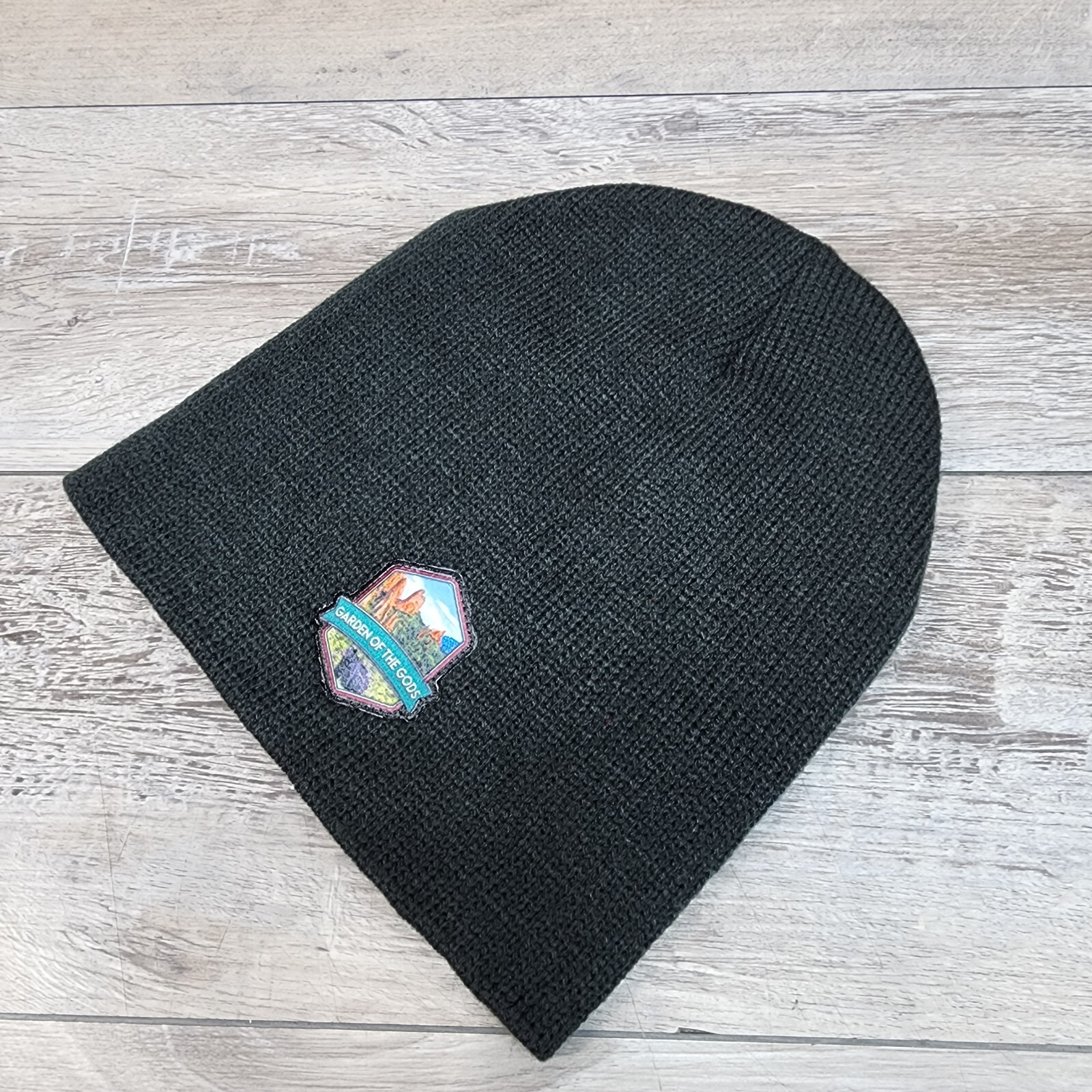 Garden Of The Gods Beanie Hat Cap Adult Patch OSFM Black Colorado USA