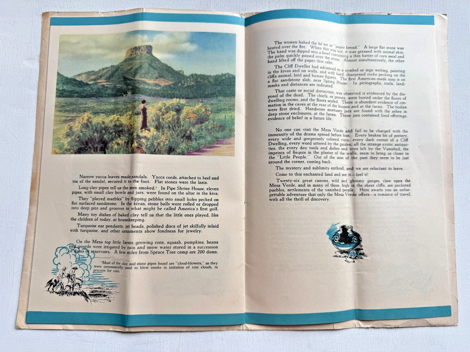 1930’s The Story of Mesa Verde National Park Brochure- Beautiful Cover Image!