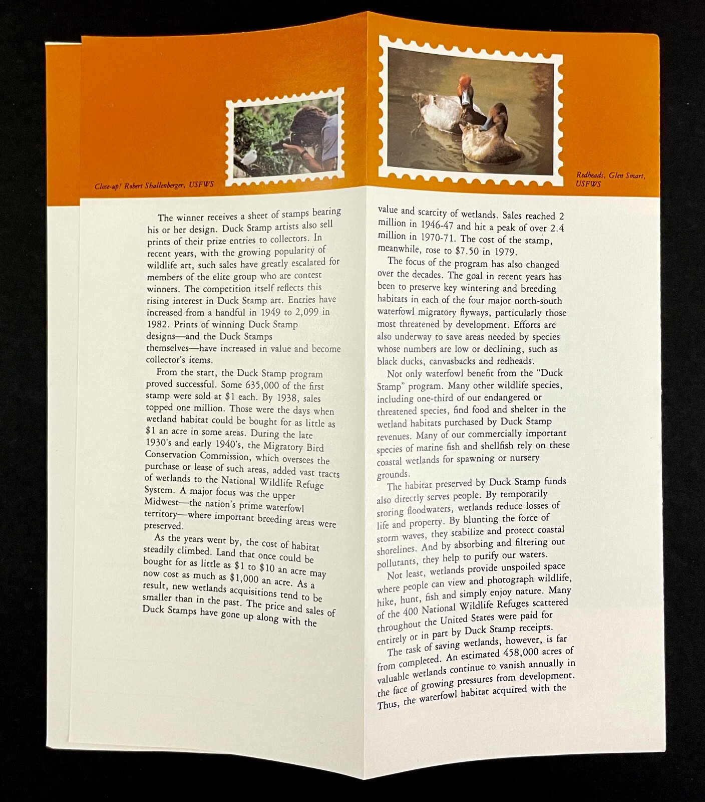 1980s Duck Stamp Story Wetlands Wildlife Rescue Vintage Interior Dept Brochure