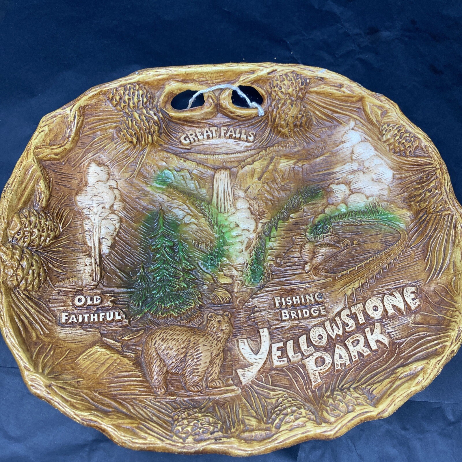 Vintage Taco Yellowstone Park Souvenir Plate Bowl 3D Retro Cabin Decor
