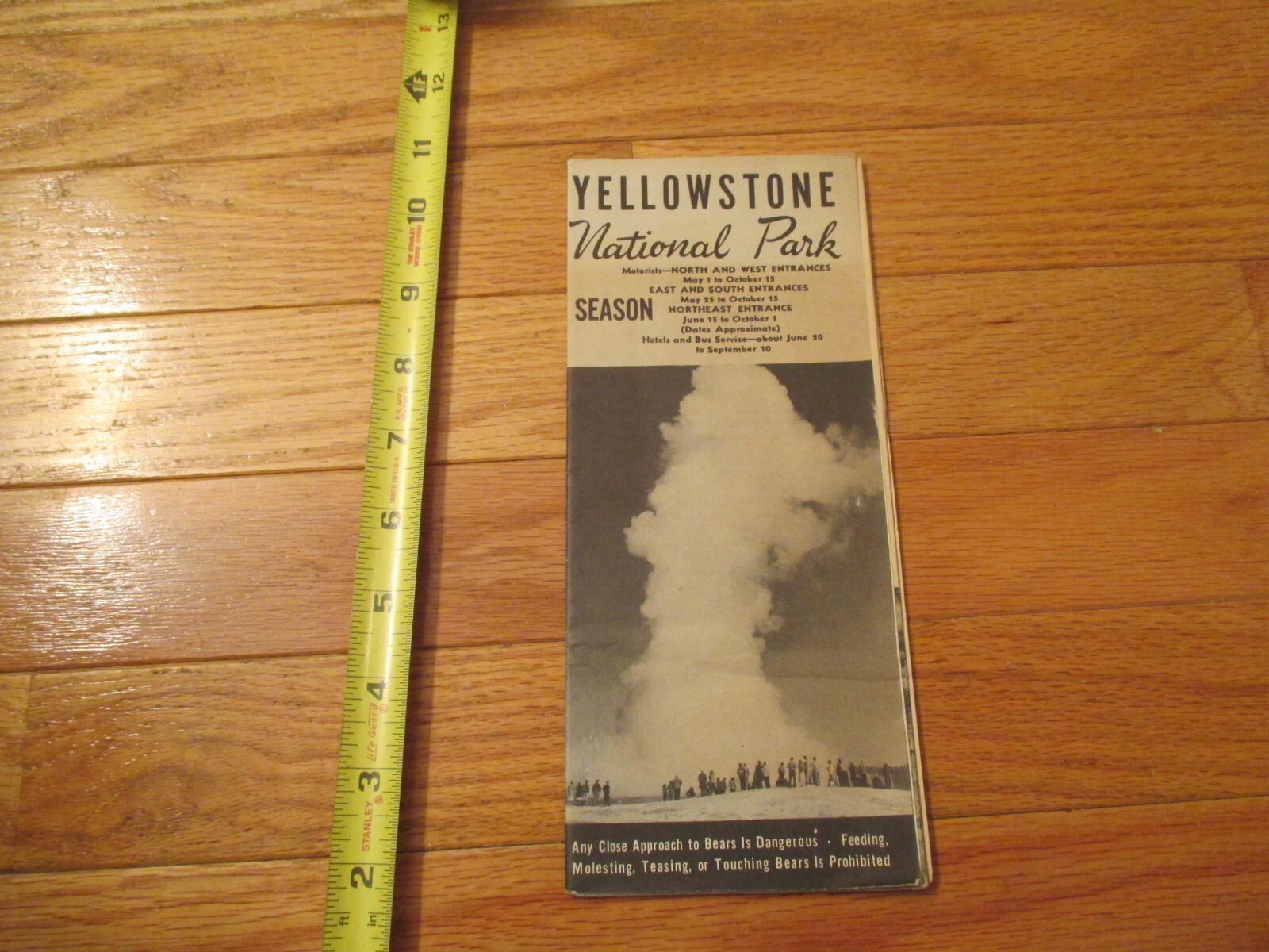 Yellowstone National Park Sept 1949 Map Tourist Travel Brochure