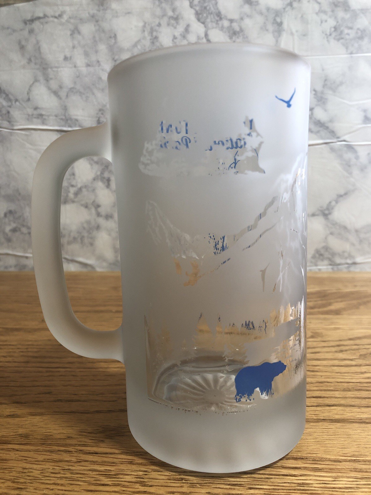 Vintage Frosted 6’’ Mug Featuring Yellowstone Natl Park Old Faithful Geyser