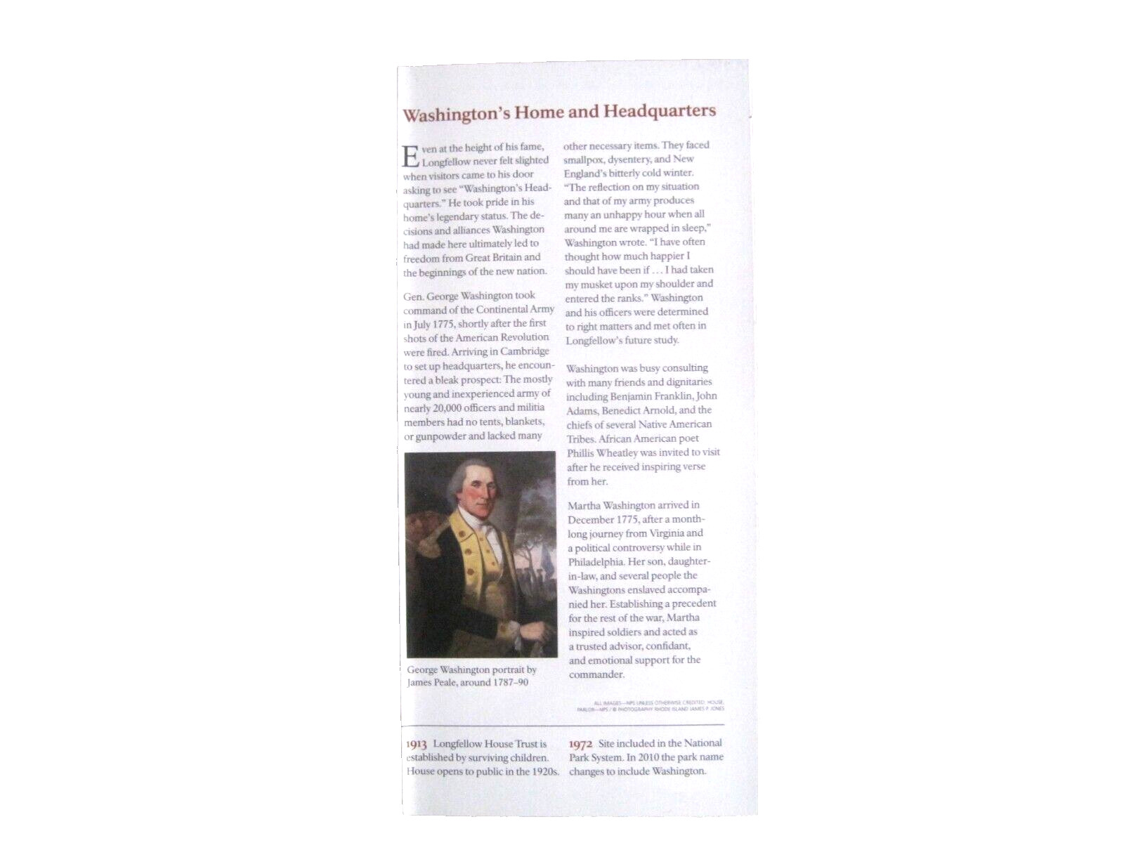 Longfellow House National Historic Site National Park Service Unigrid Brochure